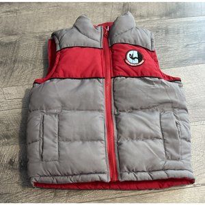 Alpha Industries‎ Puffer Vest Boys 3T Red Gray Reversible Pockets Snap Outerwear